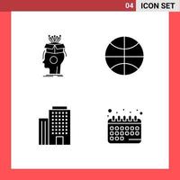 4 Icon Pack Solid Style Glyph Symbols on White Background Simple Signs for general designing vector