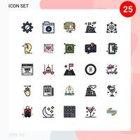 Set of 25 Modern UI Icons Symbols Signs for group network computer mountain flag Editable Vector Design Elements