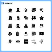 Modern Set of 25 Solid Glyphs Pictograph of zoom in puzzle easter education success Editable Vector Design Elements