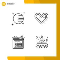 4 Icon Set Line Style Icon Pack Outline Symbols isolated on White Backgound for Responsive Website Designing vector