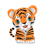 lindo, joven, caricatura, tigre png