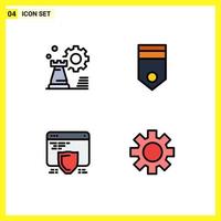 conjunto de 4 iconos de interfaz de usuario modernos símbolos signos para la estrategia soldado configuración insignia seo elementos de diseño vectorial editables vector