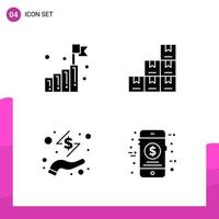 Glyph Icon set Pack of 4 Solid Icons isolated on White Background for responsive Website Design Print and Mobile Applications vector