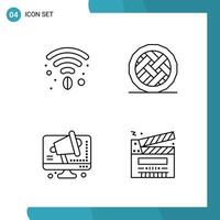 Vector Pack of 4 Outline Symbols Line Style Icon Set on White Background for Web and Mobile