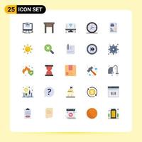 Group of 25 Flat Colors Signs and Symbols for document wall computer interior wifi Editable Vector Design Elements