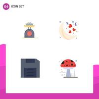 4 Thematic Vector Flat Icons and Editable Symbols of machine disc weight valentines gadget Editable Vector Design Elements