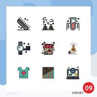 conjunto de 9 iconos de interfaz de usuario modernos signos de símbolos para cámara de video handycam life camera gas elementos de diseño vectorial editables vector