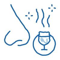 smelling wine testing doodle icon hand drawn illustration vector