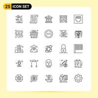 25 Universal Line Signs Symbols of privacy data paper cookies service Editable Vector Design Elements