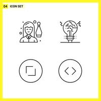 4 Icon Set Simple Line Symbols Outline Sign on White Background for Website Design Mobile Applications and Print Media vector