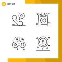 4 Icon Set Line Style Icon Pack Outline Symbols isolated on White Backgound for Responsive Website Designing vector