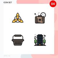 Set of 4 Modern UI Icons Symbols Signs for celtic retail bag beach building Editable Vector Design Elements