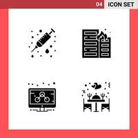 4 Icon Pack Solid Style Glyph Symbols on White Background Simple Signs for general designing vector