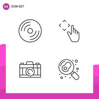 Outline Icon set Pack of 4 Line Icons isolated on White Background for responsive Website Design Print and Mobile Applications vector