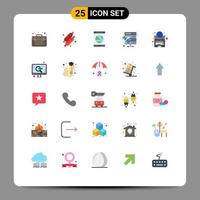 Pictogram Set of 25 Simple Flat Colors of globe setting connection maintenance admin Editable Vector Design Elements