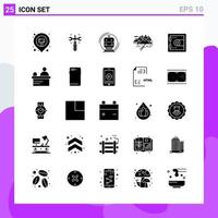 conjunto de 25 iconos en símbolos de glifos creativos de estilo sólido para el diseño de sitios web y aplicaciones móviles signo de icono sólido simple aislado en fondo blanco 25 iconos vector
