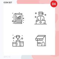 Pictogram Set of 4 Simple Filledline Flat Colors of analysis award graph criminal first position Editable Vector Design Elements