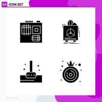 Solid Icon set Pack of 4 Glyph Icons isolated on White Background for Web Print and Mobile vector