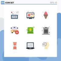 Modern Set of 9 Flat Colors and symbols such as day plus cone more add Editable Vector Design Elements