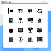 Modern Set of 16 Solid Glyphs and symbols such as flower left presentation indicator arrows Editable Vector Design Elements