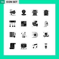 16 Creative Icons Modern Signs and Symbols of movement school pin clipboard store Editable Vector Design Elements