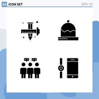 4 Creative Icons Modern Signs and Symbols of art communication drawing clothing team Editable Vector Design Elements