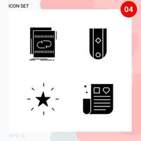 Vector Pack of 4 Icons in Solid Style Creative Glyph Pack isolated on White Background for Web and Mobile