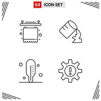 4 Icons Line Style Grid Based Creative Outline Symbols for Website Design Simple Line Icon Signs Isolated on White Background 4 Icon Set vector