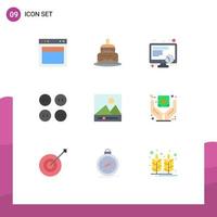 Group of 9 Flat Colors Signs and Symbols for photos gallery countrey clothing buttons Editable Vector Design Elements
