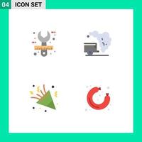 Pack of 4 Modern Flat Icons Signs and Symbols for Web Print Media such as architect fireworks stationery environment party Editable Vector Design Elements