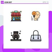 Pictogram Set of 4 Simple Filledline Flat Colors of market personal store idea success Editable Vector Design Elements