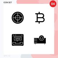 4 Solid Glyph concept for Websites Mobile and Apps army contact bitcoin call devices Editable Vector Design Elements