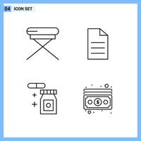 4 Icons Line style Creative Outline Symbols Black Line Icon Sign Isolated on White Background vector