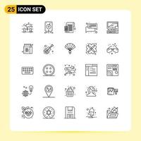 Line Pack of 25 Universal Symbols of message conversation storage chat calculator Editable Vector Design Elements