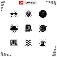 Pack of 9 creative Solid Glyphs of recruitment employee gauge delete weather Editable Vector Design Elements