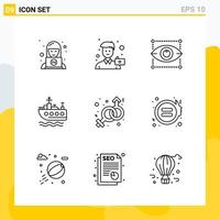 colección de 9 iconos de línea universal conjunto de iconos para web y móvil vector