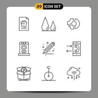 Outline Pack of 9 Universal Symbols of drawing furniture science dryer crypto currency Editable Vector Design Elements