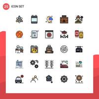 Set of 25 Modern UI Icons Symbols Signs for engineer office head business user Editable Vector Design Elements