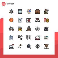 Set of 25 Modern UI Icons Symbols Signs for engineer office head business user Editable Vector Design Elements