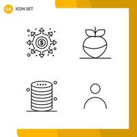 4 Icon Set Line Style Icon Pack Outline Symbols isolated on White Backgound for Responsive Website Designing vector