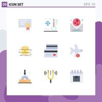 Pictogram Set of 9 Simple Flat Colors of card infographics heart architecture database Editable Vector Design Elements