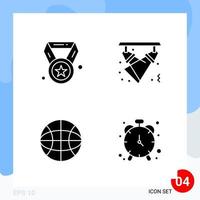 Modern Pack of 4 Icons Solid Glyph Symbols isolated on White Backgound for Website designing vector