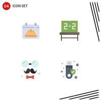 paquete de iconos de vector de stock de 4 signos y símbolos de línea para estudios de fecha de día de calendario amor elementos de diseño de vector editables