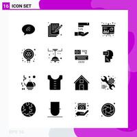 Solid Icon set Pack of 16 Glyph Icons isolated on White Background for Web Print and Mobile vector