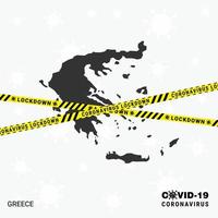 Greececountry map Lockdown template for Coronavirus pandemic for stop virus transmission COVID 19 Awareness Template vector