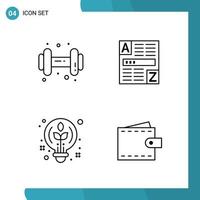 Vector Pack of 4 Outline Symbols Line Style Icon Set on White Background for Web and Mobile