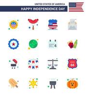 Stock Vector Icon Pack of American Day 16 Line Signs and Symbols for drink mail sign invitation envelope Editable USA Day Vector Design Elements