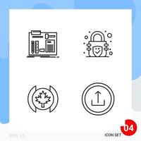 Modern Pack of 4 Icons Line Outline Symbols isolated on White Backgound for Website designing vector