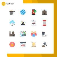 Flat Color Pack of 16 Universal Symbols of idea construction call building time Editable Pack of Creative Vector Design Elements