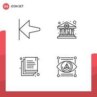 Mobile Interface Line Set of 4 Pictograms of arrow duplicate bank home government gadget Editable Vector Design Elements